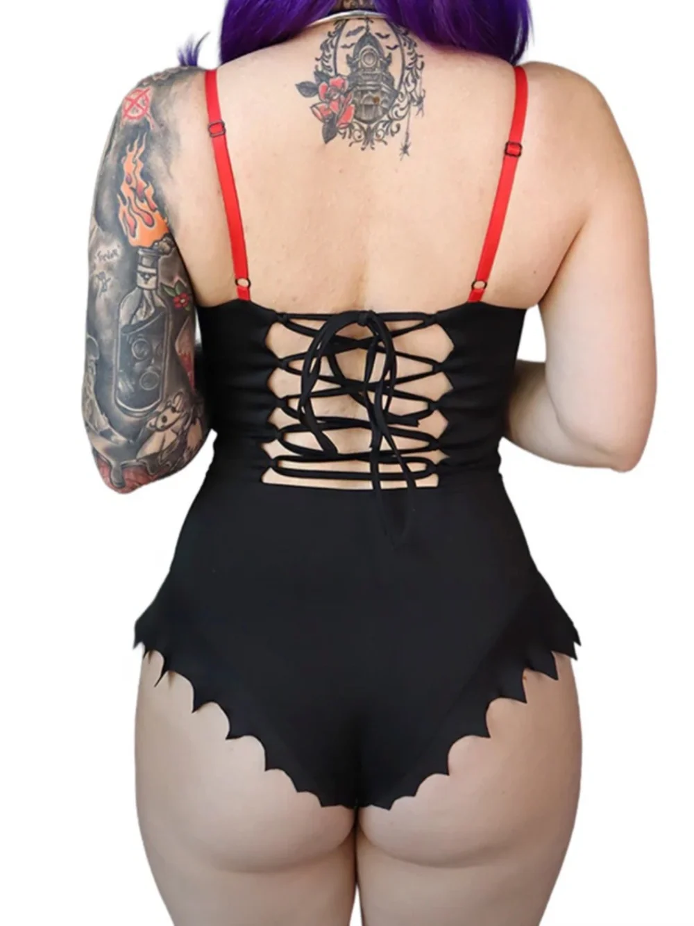 Dracula's Daughter One Piece Goth Swimsuit - Picture 2 of 6
